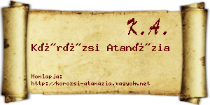 Körözsi Atanázia névjegykártya